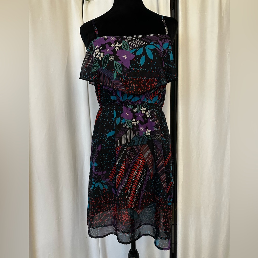 O'Neill Black and Purple Floral Mini Dress